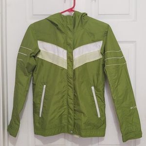 Columbia Hooded Zip-up Green Windbreaker Sz 14/16